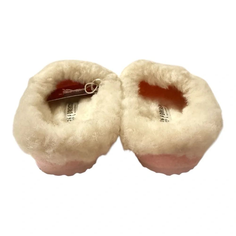 Birkenstock Pink Shearling Girls Slippers Size 8 Narrow (EU 26)